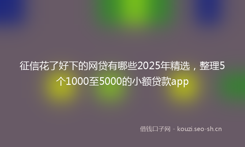 征信花了好下的网贷有哪些2025年精选,整理5个1000至5000的小额贷款app