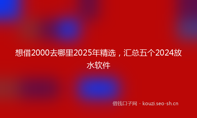 想借2000去哪里2025年精选,汇总五个2024放水软件