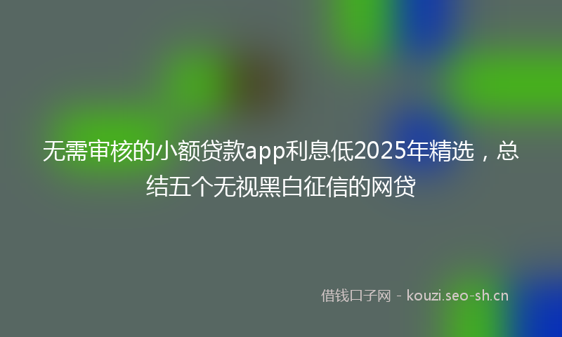 无需审核的小额贷款app利息低2025年精选，总结五个无视黑白征信的网贷