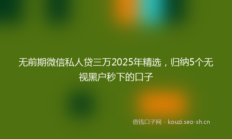 无前期微信私人贷三万2025年精选，归纳5个无视黑户秒下的口子