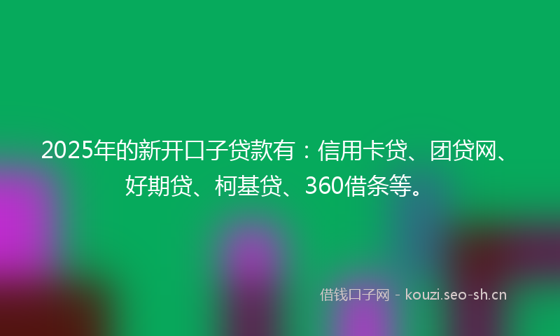 2025年的新开口子贷款有：信用卡贷、团贷网、好期贷、柯基贷、360借条等。