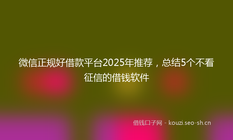 微信正规好借款平台2025年推荐，总结5个不看征信的借钱软件