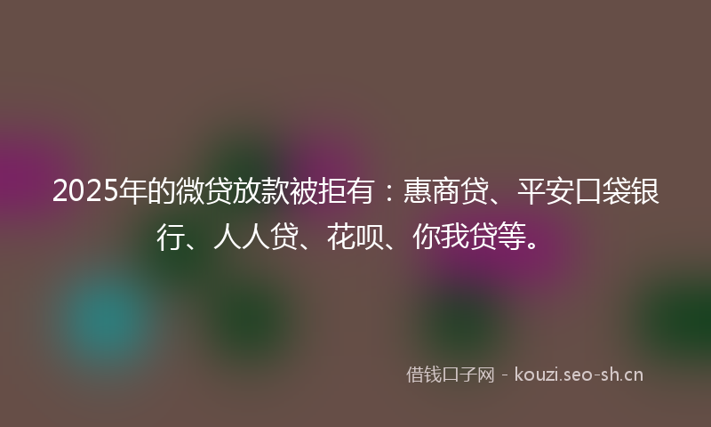 2025年的微贷放款被拒有：惠商贷、平安口袋银行、人人贷、花呗、你我贷等。