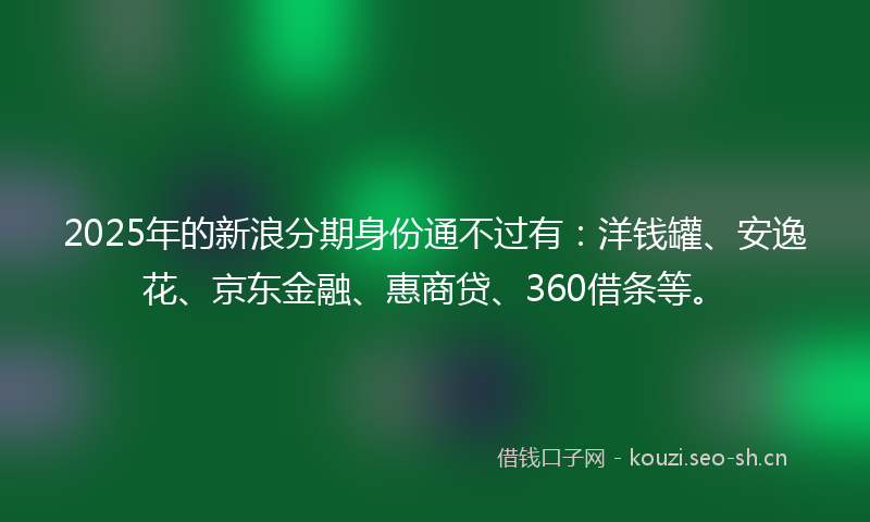 2025年的新浪分期身份通不过有：洋钱罐、安逸花、京东金融、惠商贷、360借条等。