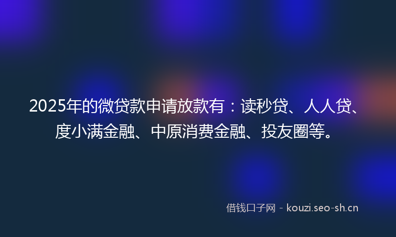 2025年的微贷款申请放款有：读秒贷、人人贷、度小满金融、中原消费金融、投友圈等。