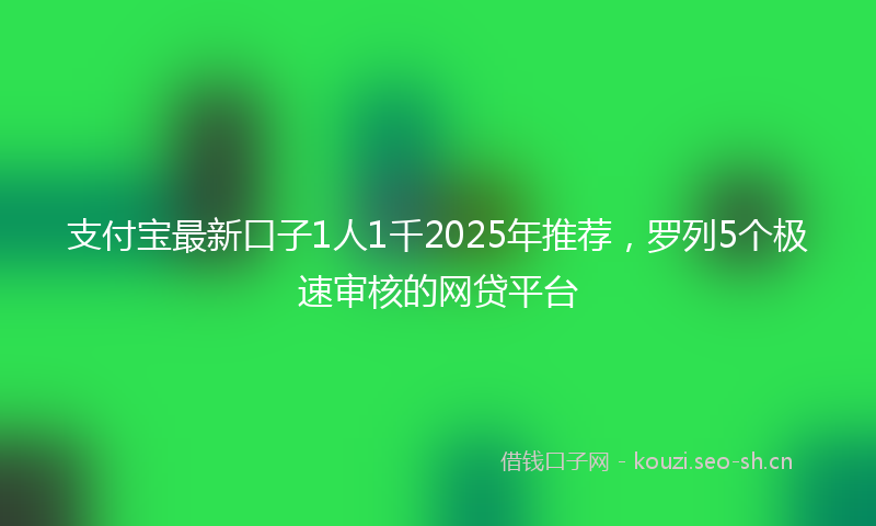 支付宝最新口子1人1千2025年推荐，罗列5个极速审核的网贷平台