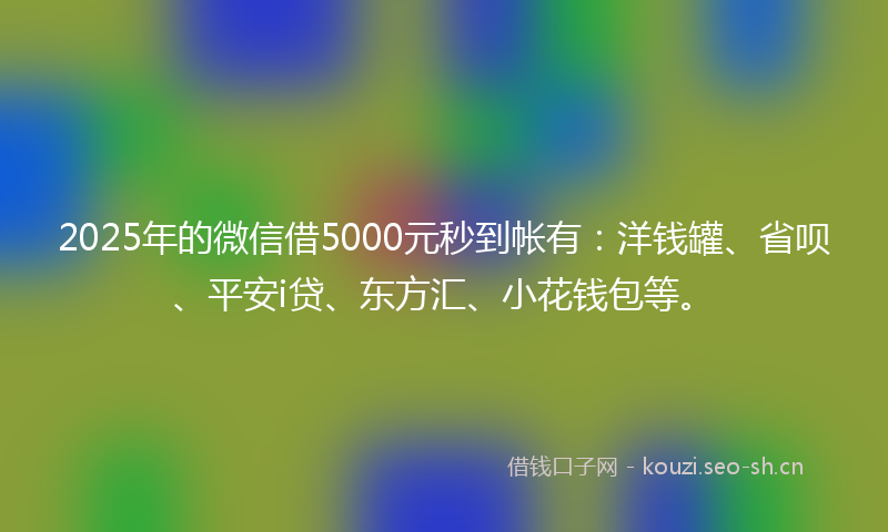 2025年的微信借5000元秒到帐有：洋钱罐、省呗、平安i贷、东方汇、小花钱包等。