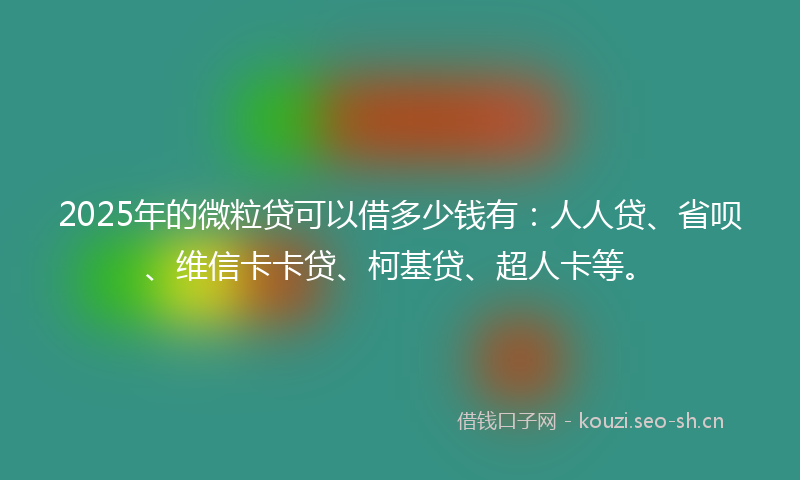 2025年的微粒贷可以借多少钱有：人人贷、省呗、维信卡卡贷、柯基贷、超人卡等。