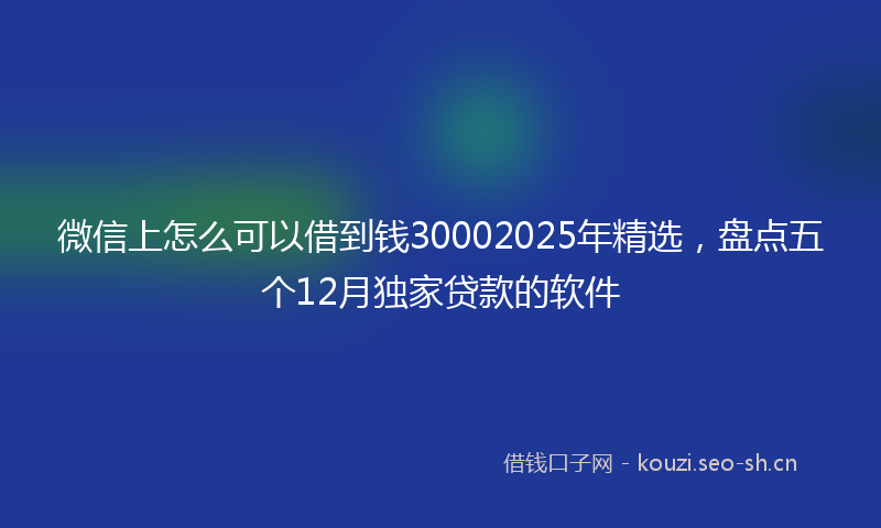 微信上怎么可以借到钱30002025年精选，盘点五个12月独家贷款的软件