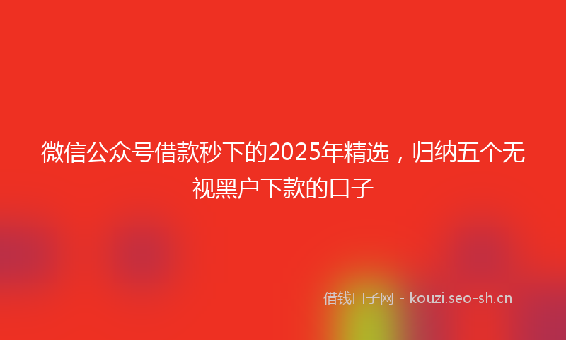 微信公众号借款秒下的2025年精选，归纳五个无视黑户下款的口子
