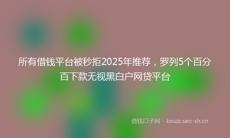 所有借钱平台被秒拒2025年推荐，罗列5个百分百下款无视黑白户网贷平台