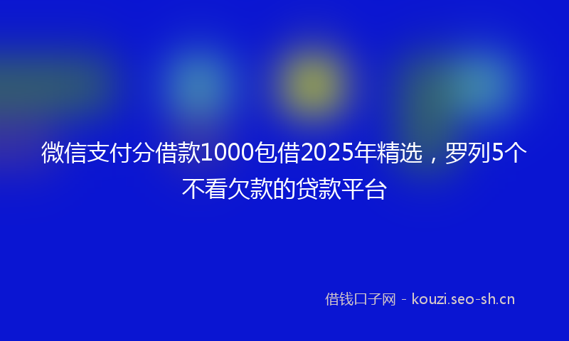 微信支付分借款1000包借2025年精选，罗列5个不看欠款的贷款平台