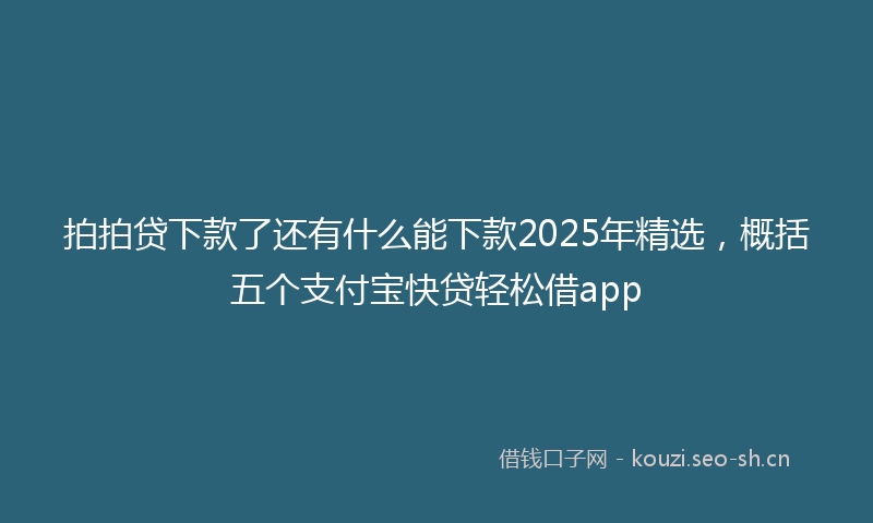 拍拍贷下款了还有什么能下款2025年精选，概括五个支付宝快贷轻松借app