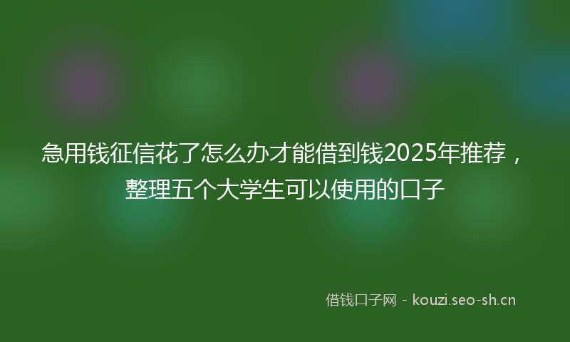 急用钱征信花了怎么办才能借到钱2025年推荐，整理五个大学生可以使用的口子