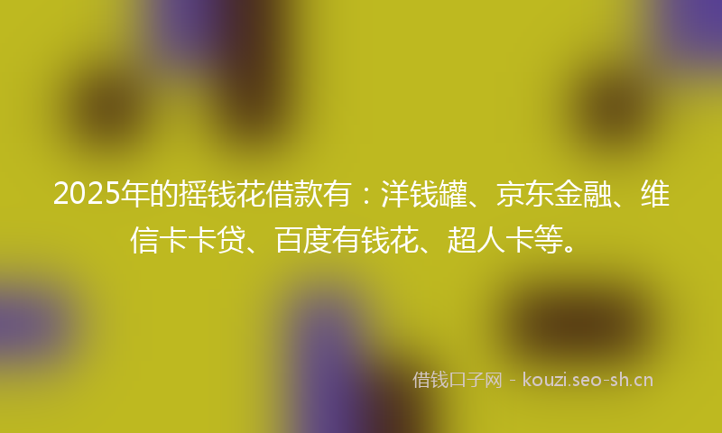 2025年的摇钱花借款有：洋钱罐、京东金融、维信卡卡贷、百度有钱花、超人卡等。