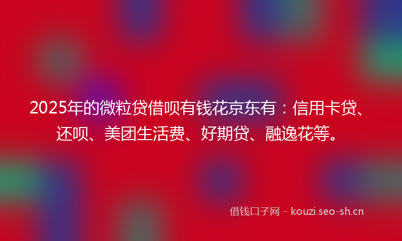 2025年的微粒贷借呗有钱花京东有：信用卡贷、还呗、美团生活费、好期贷、融逸花等。