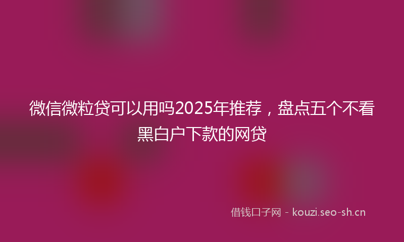 微信微粒贷可以用吗2025年推荐，盘点五个不看黑白户下款的网贷