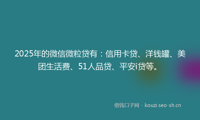 2025年的微信微粒贷有：信用卡贷、洋钱罐、美团生活费、51人品贷、平安i贷等。