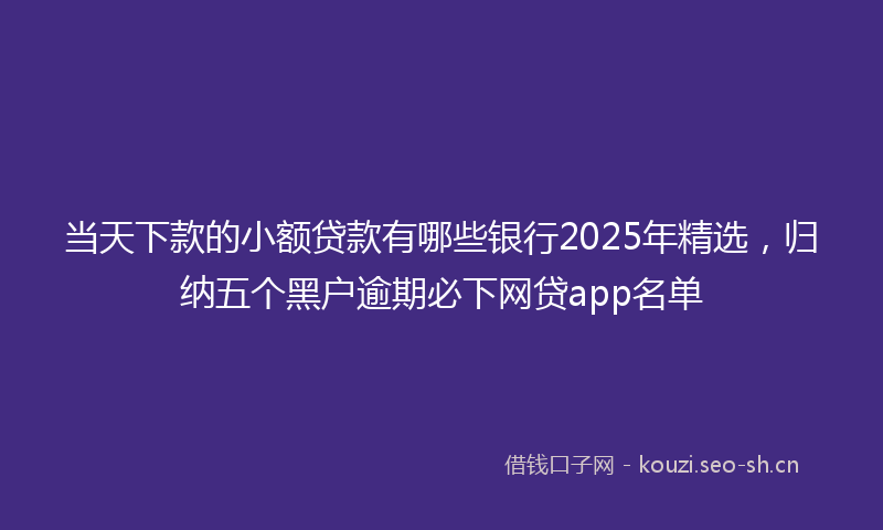 当天下款的小额贷款有哪些银行2025年精选，归纳五个黑户逾期必下网贷app名单