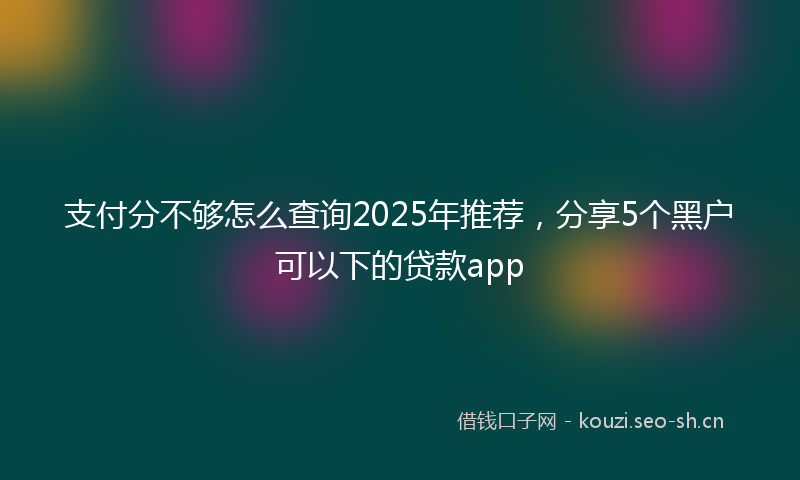 支付分不够怎么查询2025年推荐,分享5个黑户可以下的贷款app