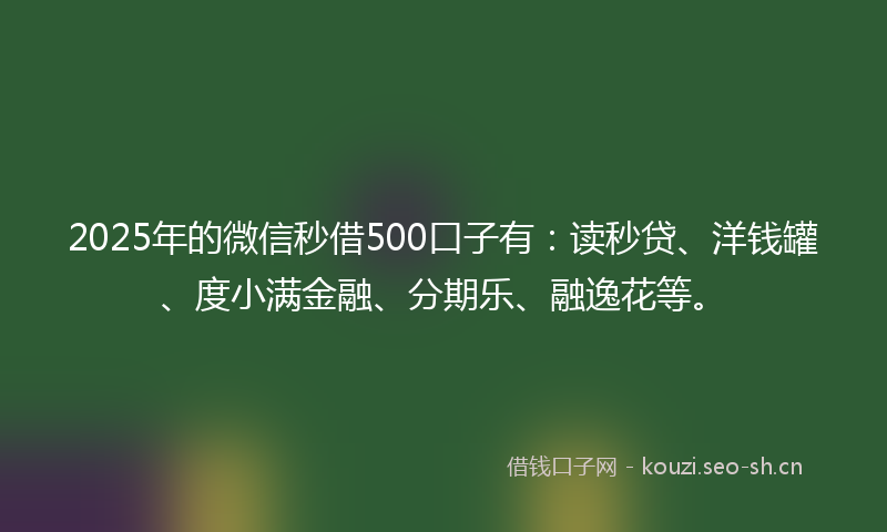 2025年的微信秒借500口子有：读秒贷、洋钱罐、度小满金融、分期乐、融逸花等。