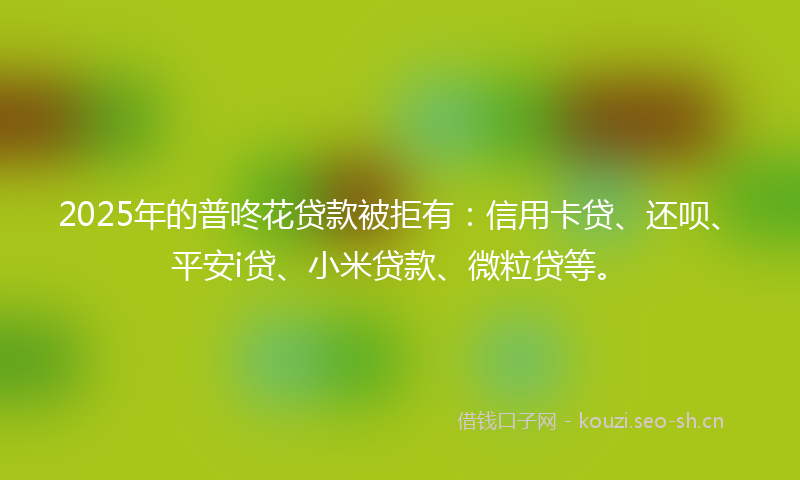 2025年的普咚花贷款被拒有：信用卡贷、还呗、平安i贷、小米贷款、微粒贷等。