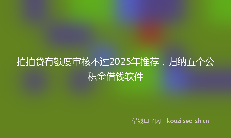 拍拍贷有额度审核不过2025年推荐，归纳五个公积金借钱软件