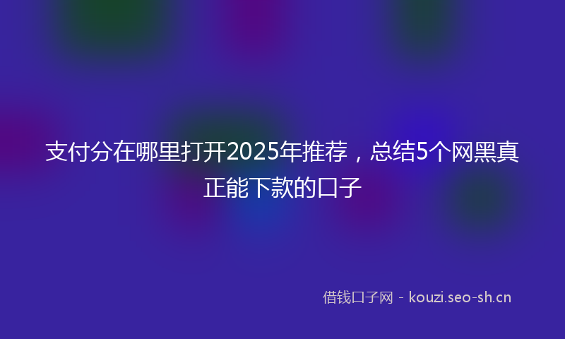 支付分在哪里打开2025年推荐，总结5个网黑真正能下款的口子