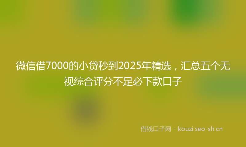 微信借7000的小贷秒到2025年精选，汇总五个无视综合评分不足必下款口子
