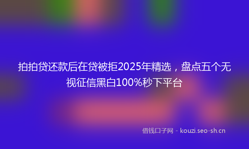拍拍贷还款后在贷被拒2025年精选，盘点五个无视征信黑白100%秒下平台
