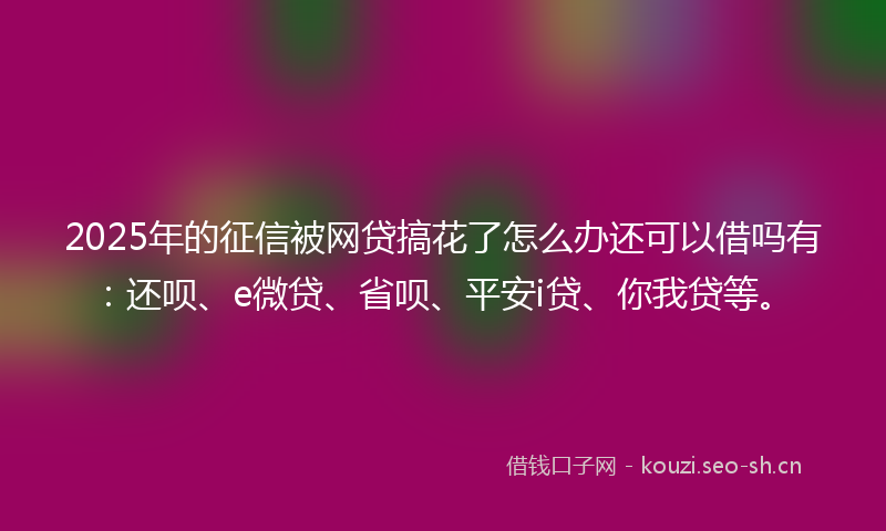 2025年的征信被网贷搞花了怎么办还可以借吗有：还呗、e微贷、省呗、平安i贷、你我贷等。