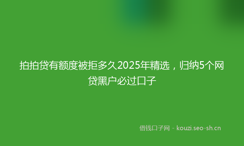 拍拍贷有额度被拒多久2025年精选，归纳5个网贷黑户必过口子
