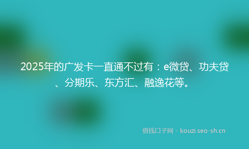 2025年的广发卡一直通不过有：e微贷、功夫贷、分期乐、东方汇、融逸花等。