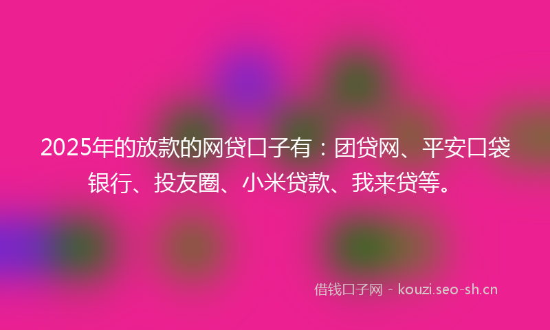 2025年的放款的网贷口子有:团贷网、平安口袋银行、投友圈、小米贷款、我来贷等。