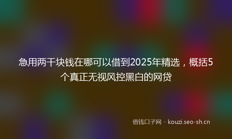急用两干块钱在哪可以借到2025年精选，概括5个真正无视风控黑白的网贷