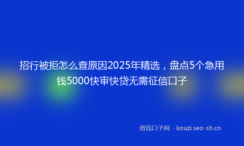招行被拒怎么查原因2025年精选，盘点5个急用钱5000快审快贷无需征信口子