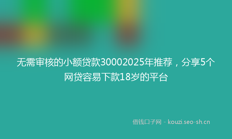 无需审核的小额贷款30002025年推荐，分享5个网贷容易下款18岁的平台