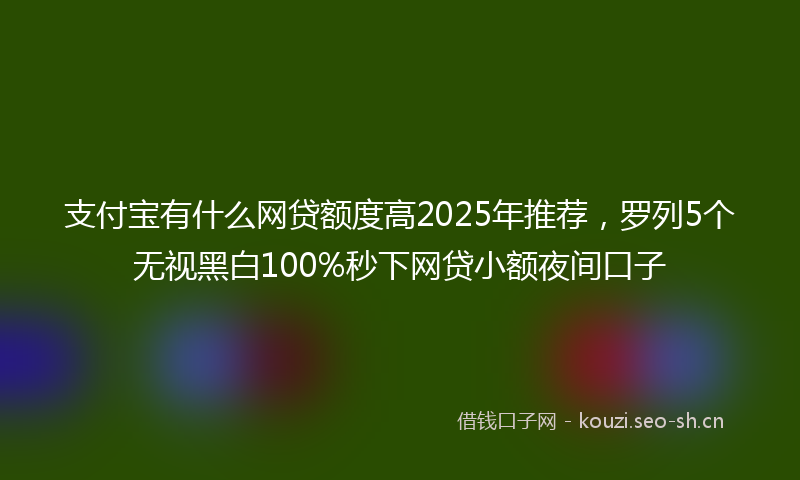 支付宝有什么网贷额度高2025年推荐，罗列5个无视黑白100%秒下网贷小额夜间口子