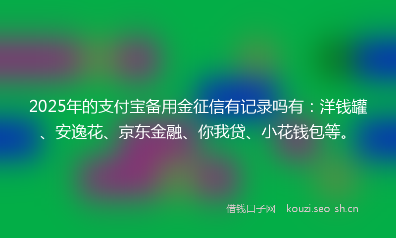 2025年的支付宝备用金征信有记录吗有：洋钱罐、安逸花、京东金融、你我贷、小花钱包等。