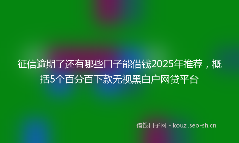征信逾期了还有哪些口子能借钱2025年推荐，概括5个百分百下款无视黑白户网贷平台