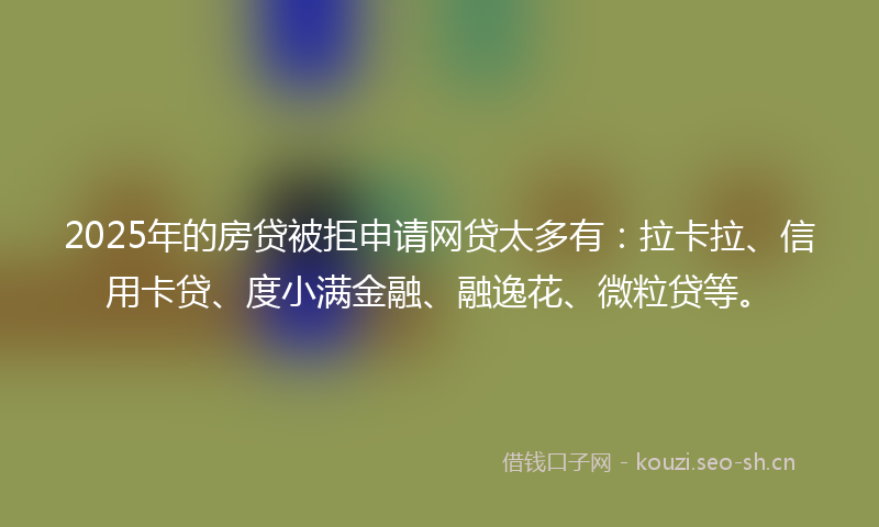 2025年的房贷被拒申请网贷太多有：拉卡拉、信用卡贷、度小满金融、融逸花、微粒贷等。
