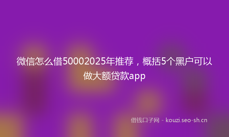 微信怎么借50002025年推荐，概括5个黑户可以做大额贷款app