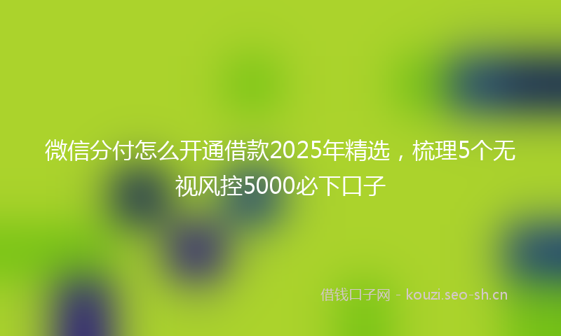 微信分付怎么开通借款2025年精选，梳理5个无视风控5000必下口子