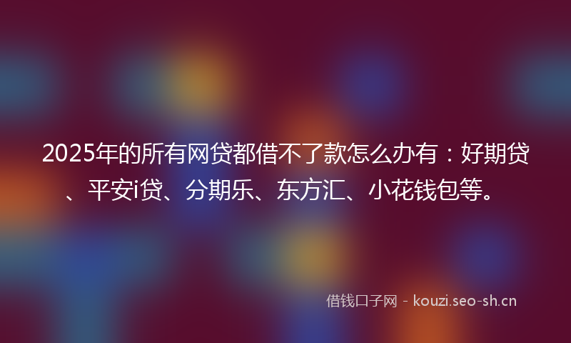 2025年的所有网贷都借不了款怎么办有：好期贷、平安i贷、分期乐、东方汇、小花钱包等。