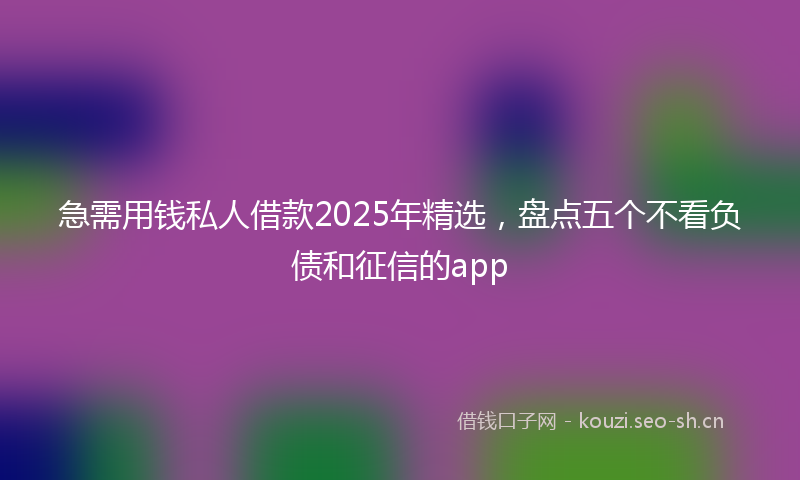 急需用钱私人借款2025年精选,盘点五个不看负债和征信的app