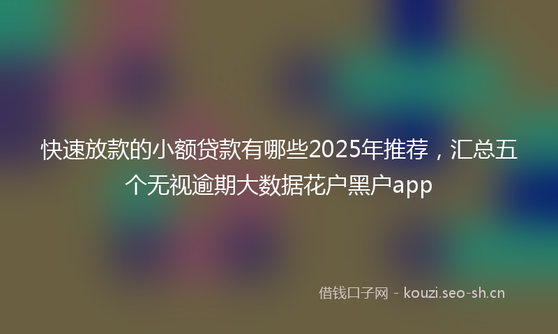 快速放款的小额贷款有哪些2025年推荐，汇总五个无视逾期大数据花户黑户app