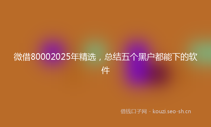 微借80002025年精选,总结五个黑户都能下的软件