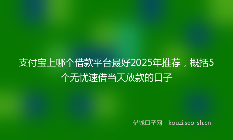 支付宝上哪个借款平台最好2025年推荐，概括5个无忧速借当天放款的口子
