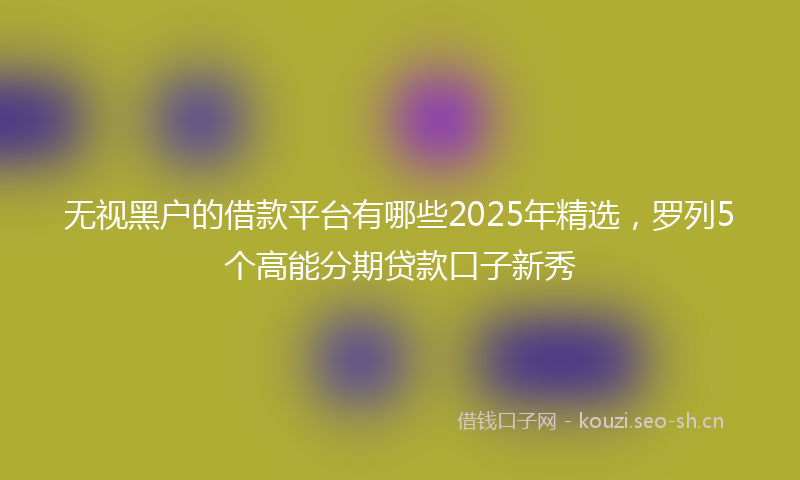 无视黑户的借款平台有哪些2025年精选，罗列5个高能分期贷款口子新秀