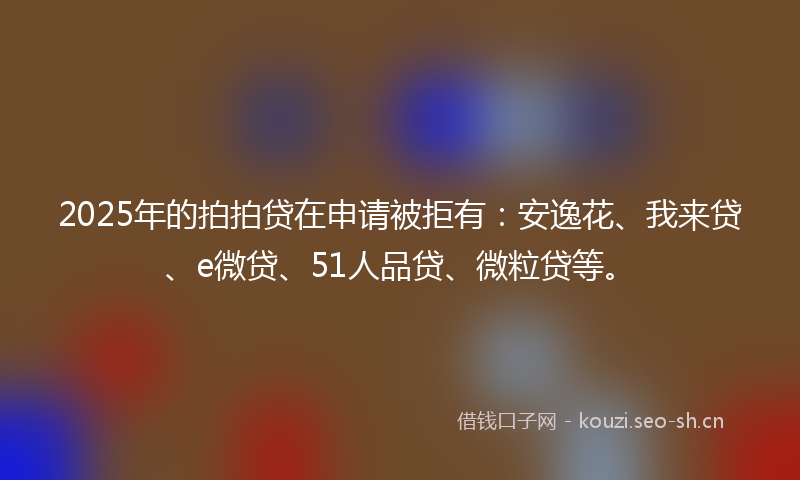 2025年的拍拍贷在申请被拒有：安逸花、我来贷、e微贷、51人品贷、微粒贷等。